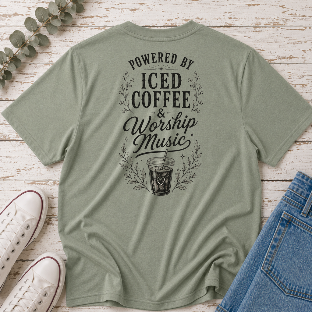 Powered by Iced Coffee & Worship Music Tee
