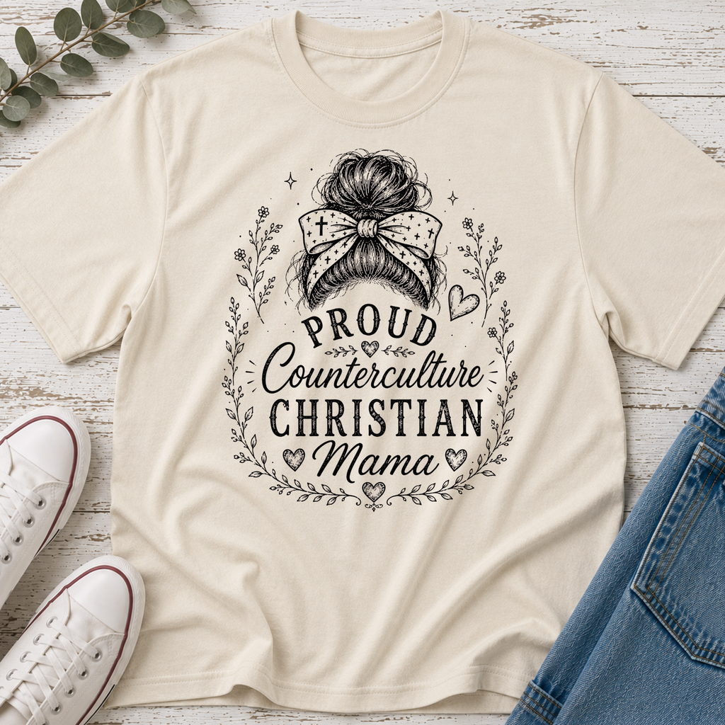 Counterculture Christian Mama Messy Bun Tee