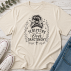 Scripture Over Sanctimony Messy Bun Tee
