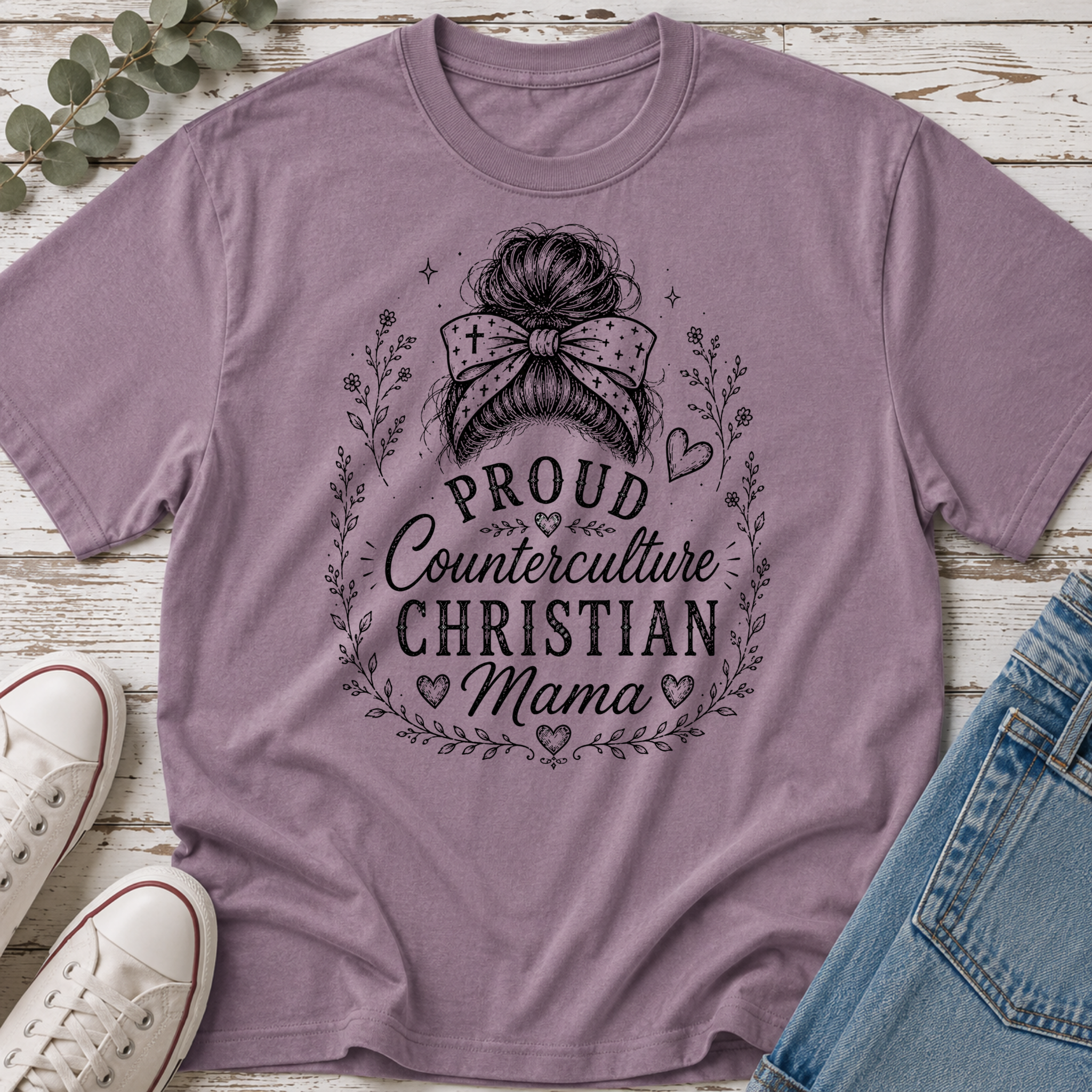 Counterculture Christian Mama Messy Bun Tee