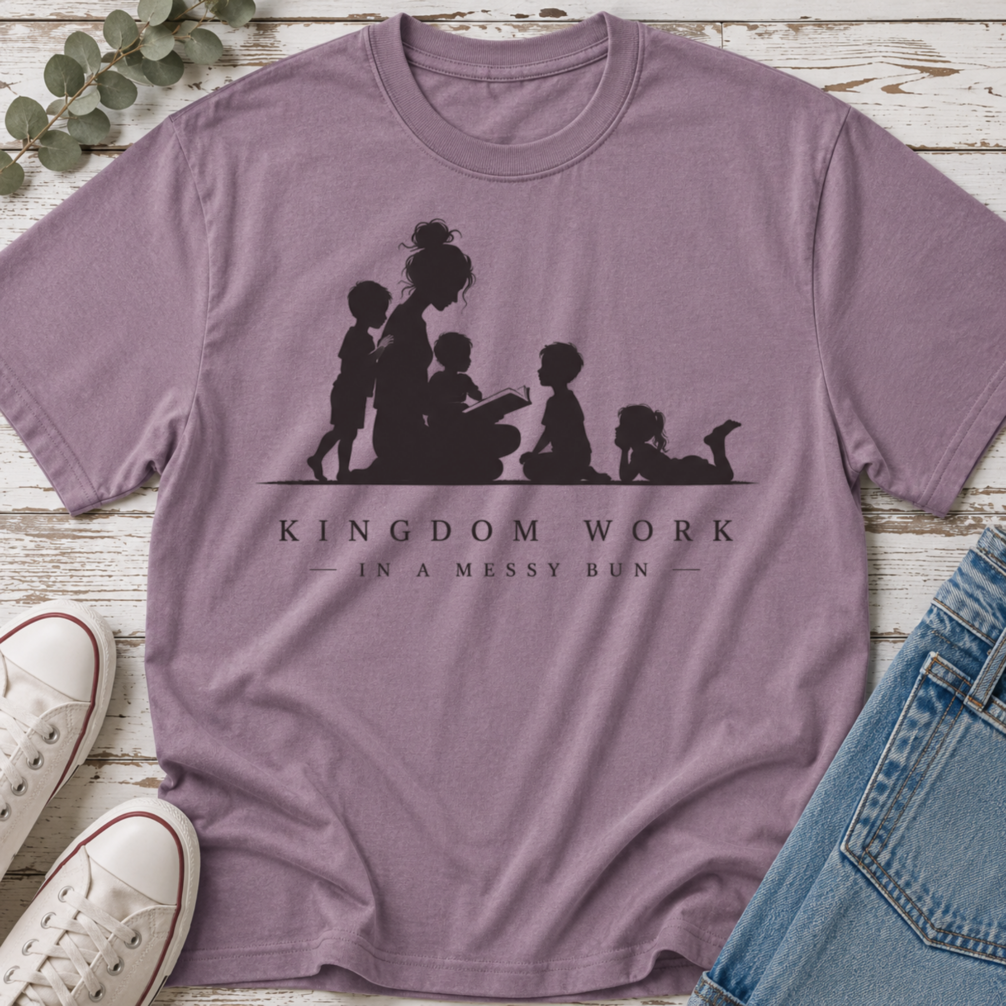 Kingdom Work in a Messy Bun Silhouette Tee