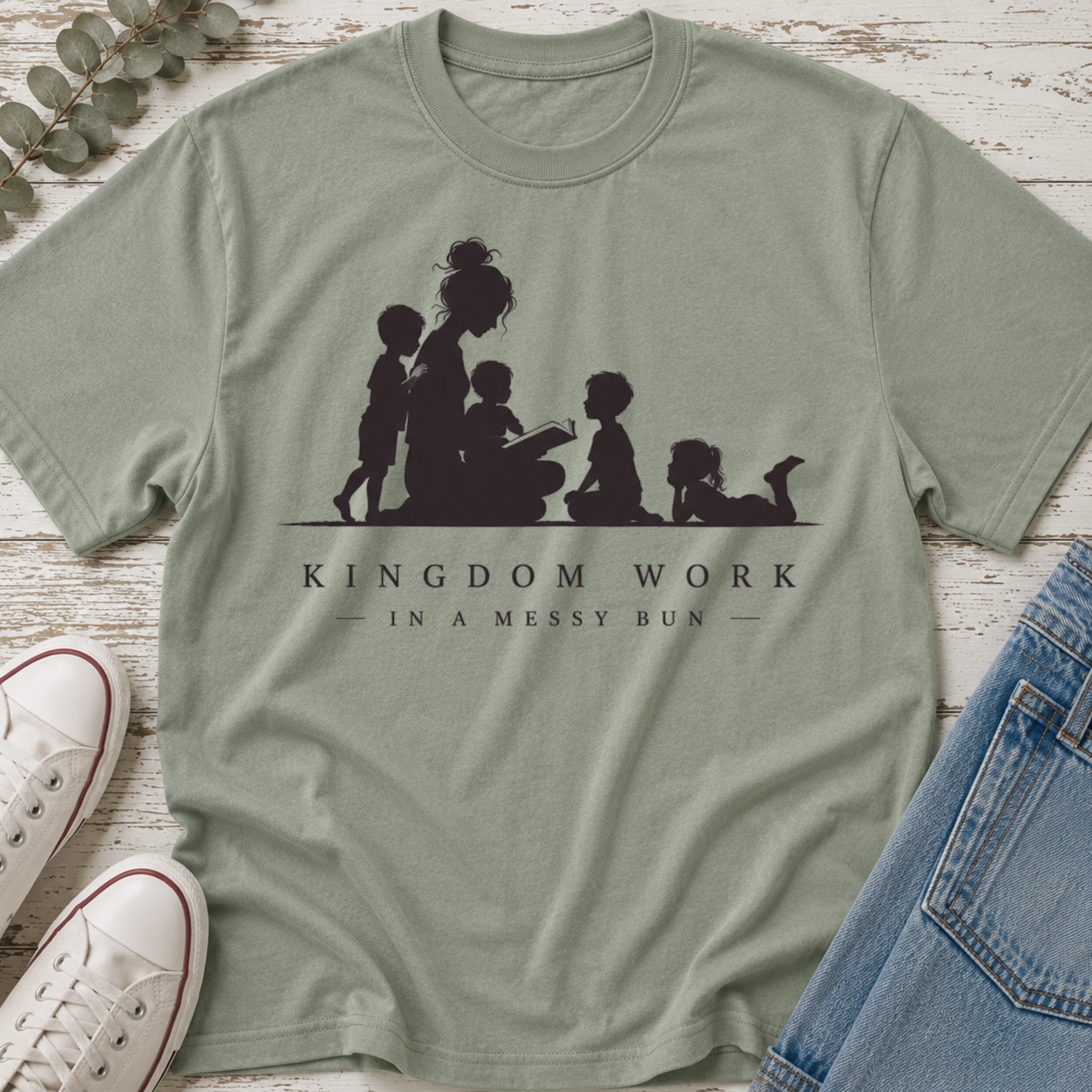 Kingdom Work in a Messy Bun Silhouette Tee