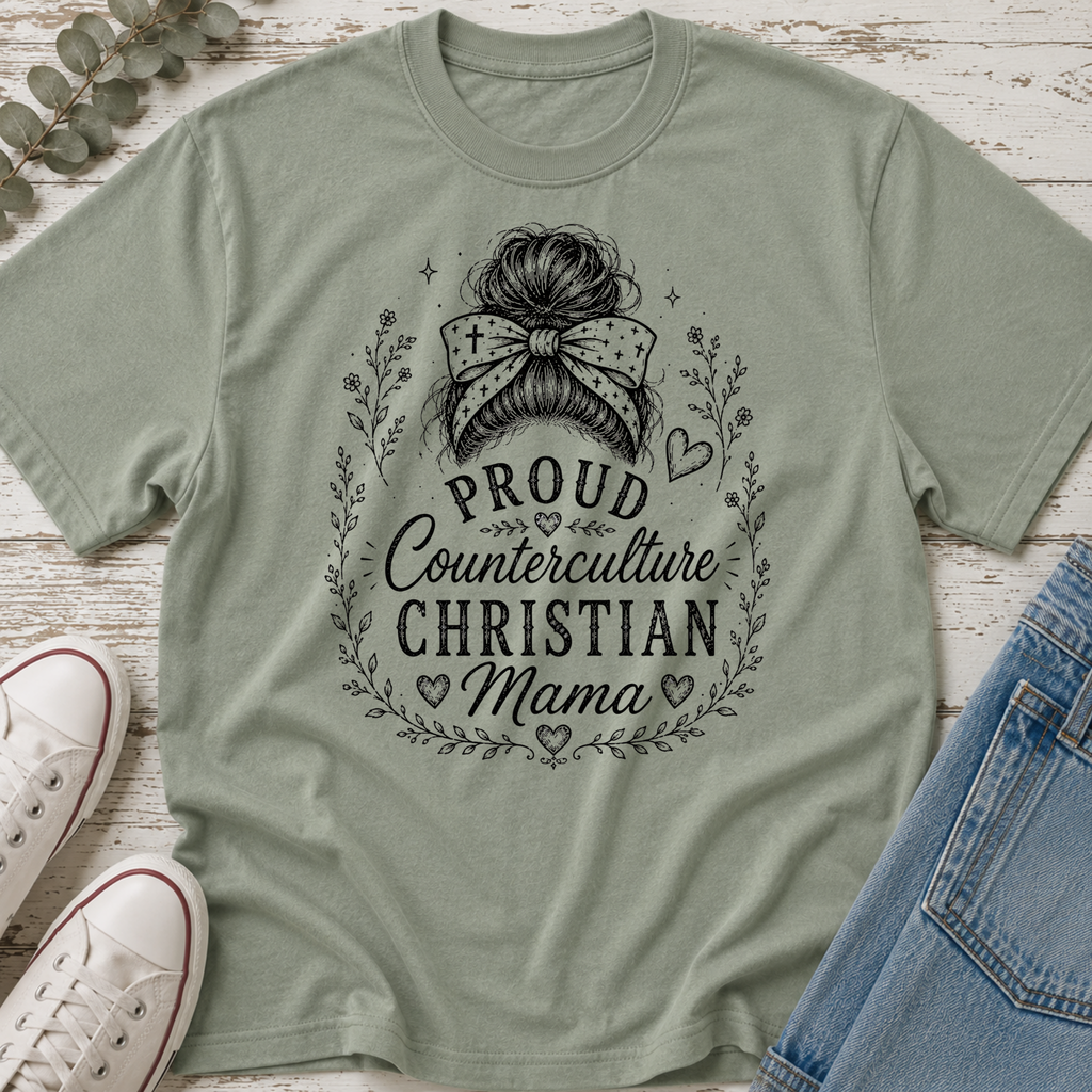 Counterculture Christian Mama Messy Bun Tee
