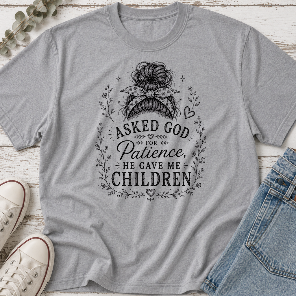 God Gave Me Children Messy Bun Tee