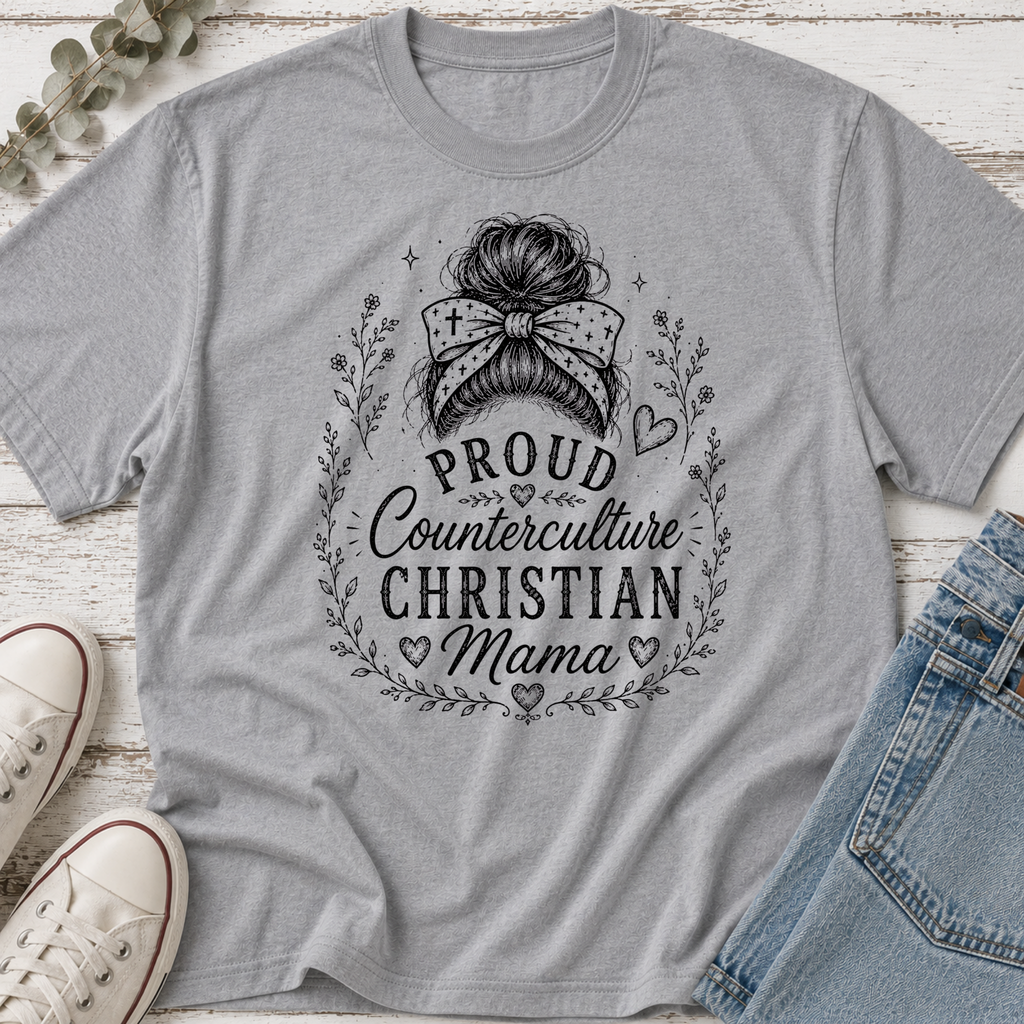 Counterculture Christian Mama Messy Bun Tee