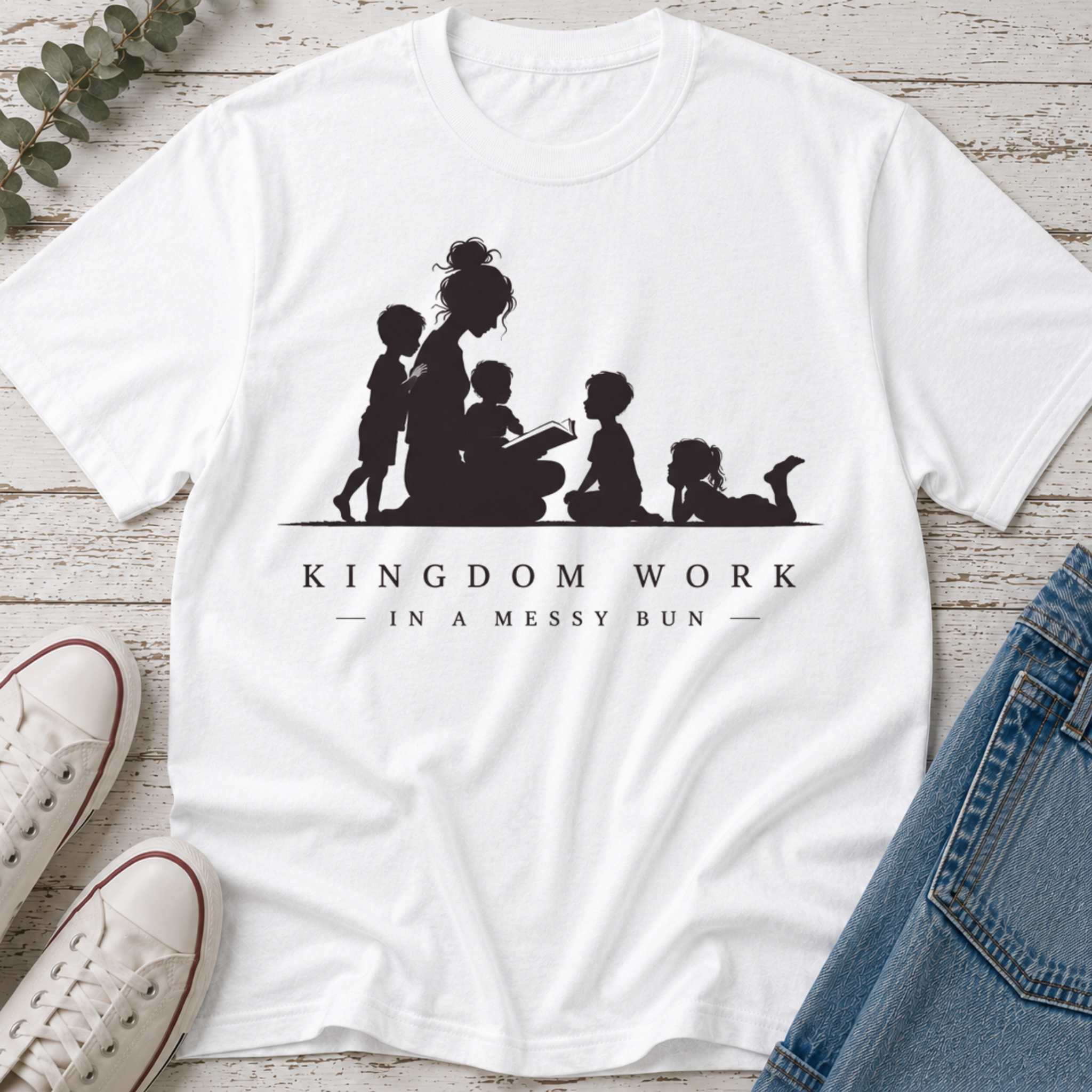 Kingdom Work in a Messy Bun Silhouette Tee